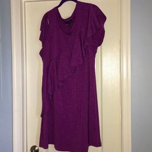 Purple cold shoulder dress